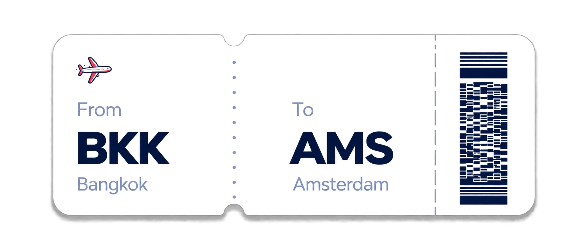 Boarding pass from Bangkok BKK to Amsterdam AMS